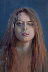 Drawing of young melancholy girl