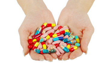 hands holds pills