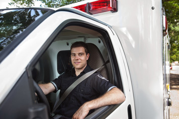 Paramedic Portrait Driving Ambulance