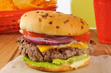 Juicy thick cheeseburger