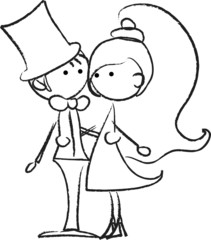 свадебная фотография, жених и невеста в любви, вектор