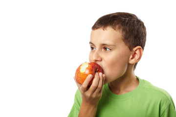 Kid with a red apple