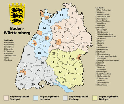Kreiskarte Baden-W&uuml;rttemberg