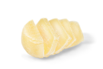 pieces of cheese on a white background