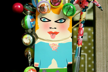 Funny colorful wooden puppet