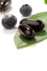 Bilberry pills and berries