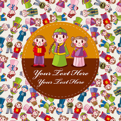 cartoon chinese people card