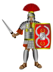 Rolgordijnen Ridders Romeinse centurio op wit