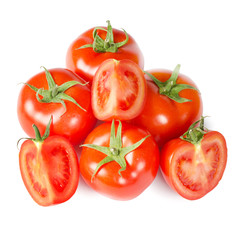 Red tomato isolated on white background