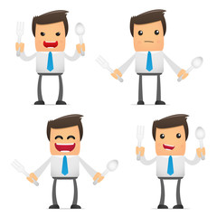 set of funny cartoon manager