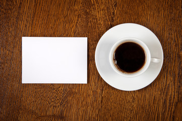 Obraz na płótnie Canvas Pusta karta z filiżanka kawy