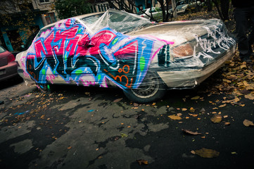 Painted and broken car
