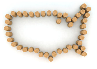 u.s.a. map with cork