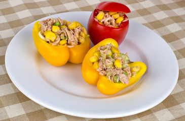 Tuna salad in pepper and tomato