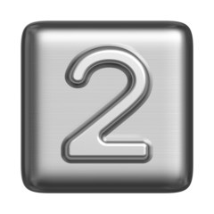 Metal alphabet in the form of a stamp. Number 2