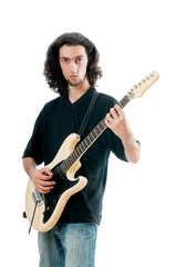 Obraz premium Guitar player isolated on the white background