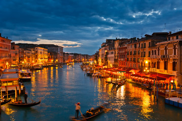 Obraz premium Canal Grande w nocy, Wenecja