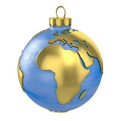 Christmas ball shaped as globe or planet, Africa part