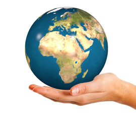 World in woman's hand