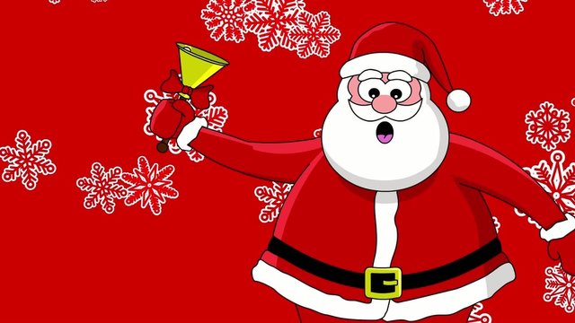 Funny Santa Claus with bell and dt sort of snowflakes.ifferen