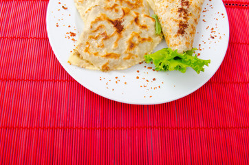 Tasty pancakes served in the plate