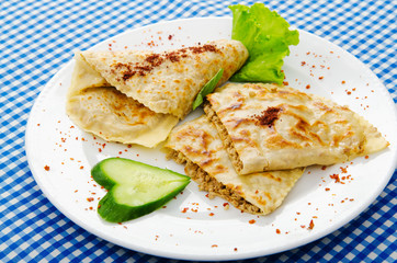 Pancakes stuffed with minced meat
