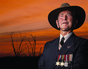 War vetran at sunset