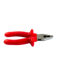 Red pliers isolated on white background