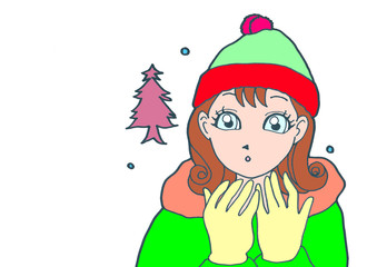 手袋をした女性