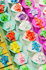 Many colourful gift boxes