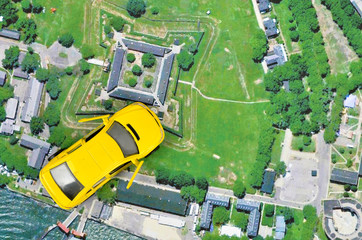Satellite images and toy car