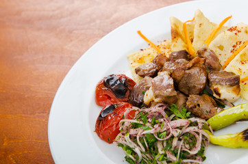 Meat cuisine - kebab served in plate