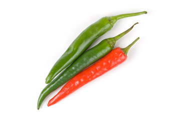 chilli peppers on white background