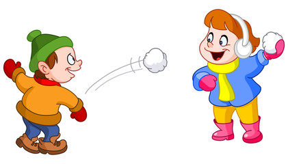 Kids playing with snow