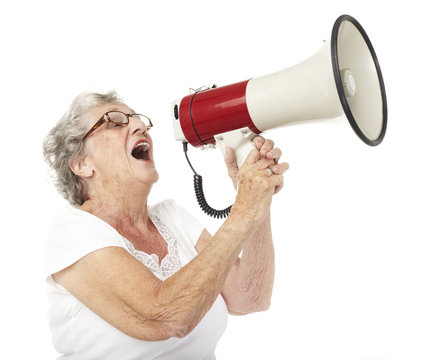 senior woman shouting