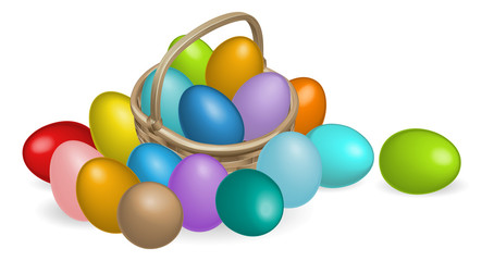 Pinted eggs basket illustration