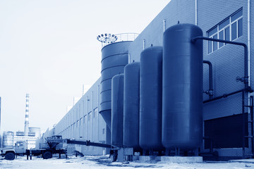 Obraz premium building and mechanical equipment in a paper mill factory