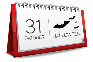 Kalender rot 31 Oktober Halloween Fledermäuse