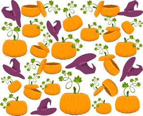 The pumpkin and hat for Halloween