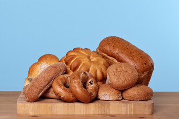 Assortment of bread on a bread board