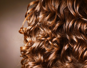 Curly Hair. Hairdressing. Wave - obrazy, fototapety, plakaty