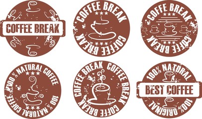 vector grunge coffee stamp set