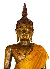 Brass Buddha. In a temple in Thailand.