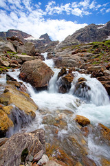 Waterfall in Caucasus mountains