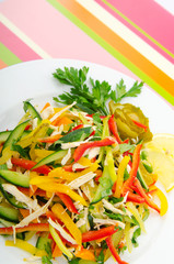 Delicious salad in the plate
