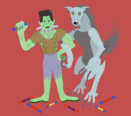 Frankenstein and the werewolf.