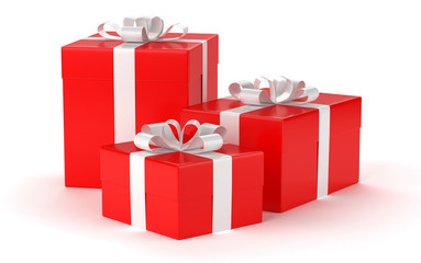 Obraz premium Paquets cadeaux sur fond blanc 1