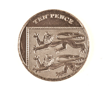 New Style Ten Pence Coin over white