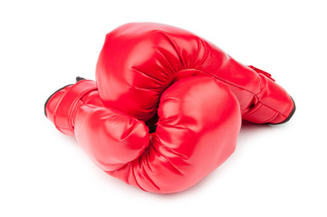Red boxing gloves isolated on white