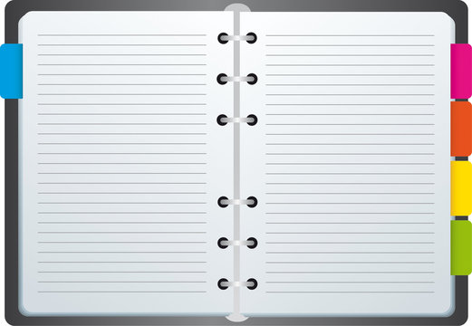 Cahier avec spirales et &eacute;tiquettes de couleurs